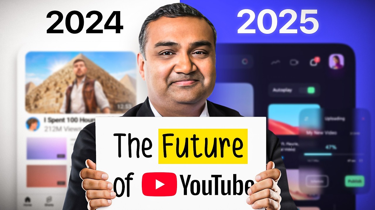 YouTube creator features: Image shows a man, Neal Mohan, holding a sign that says "the future of YouTube."