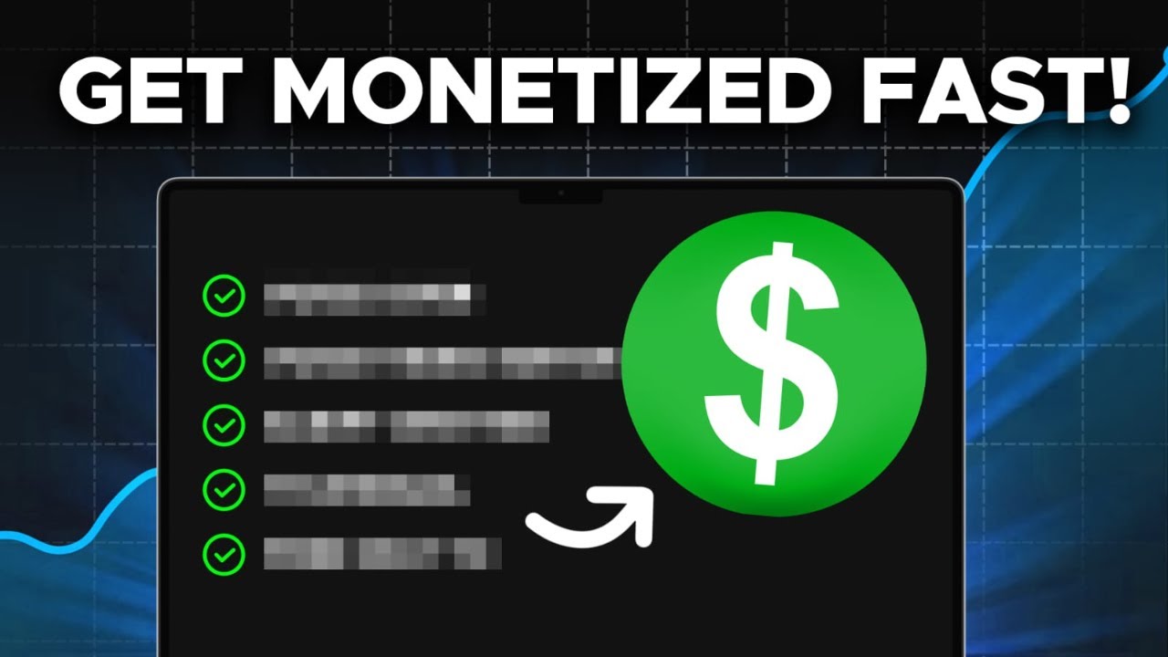 YouTube Monetization Tips for Small Channels: 5 Overlooked YouTube Features to Grow Your Channel banner image. Text reads "GET MOETIZED FAST!" and shows a blurred YouTube screen with a large dollar sign in a green bubble in the foreground.