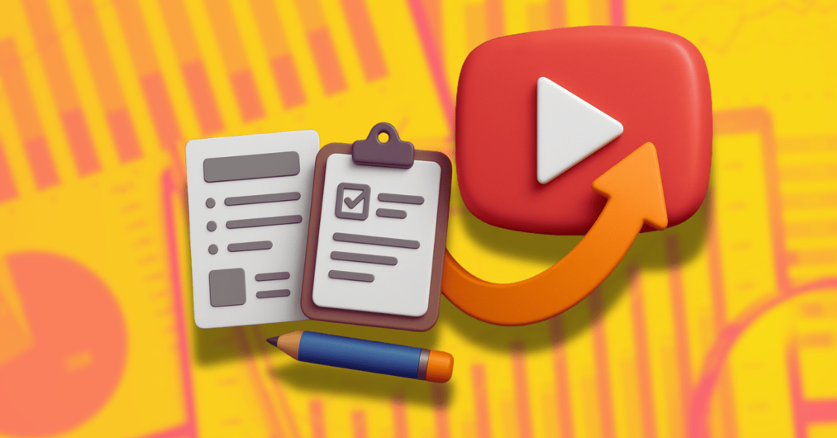 D render of a YouTube logo with an upward arrow, checklist, and pencil on a colorful analytics background, symbolizing rebranding a YouTube channel. The visual represents steps like how to rename a YouTube channel without losing views, update channel art for YouTube SEO, and change niche on YouTube while keeping subscribers. It also highlights questions like does rebranding affect YouTube algorithm and offers YouTube SEO tips for small channels to maintain growth during a channel refresh.