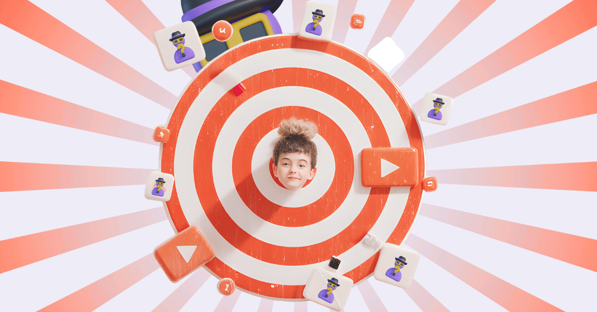 How to make a viewer avatar for YouTube: an image of a bullseye with a face in the middle and anonymous avatars all around.