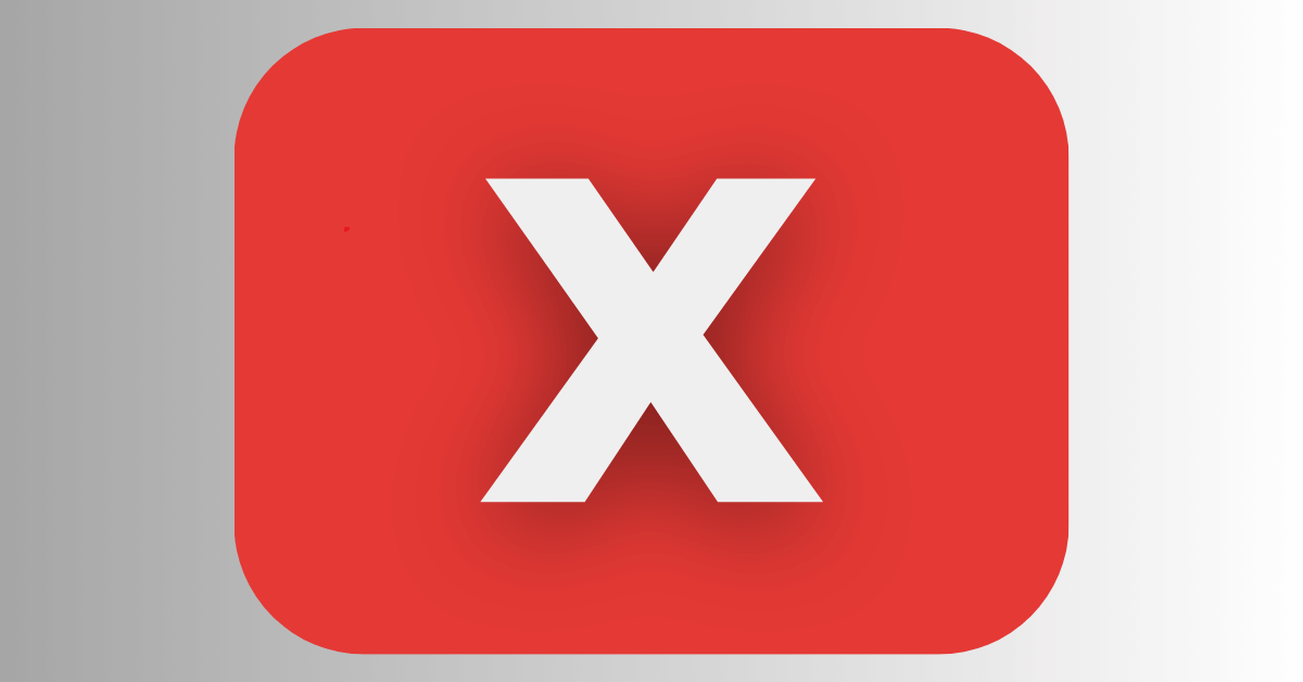 YouTube mistakes - a YouTube play button where the play symbol is replaced with an X