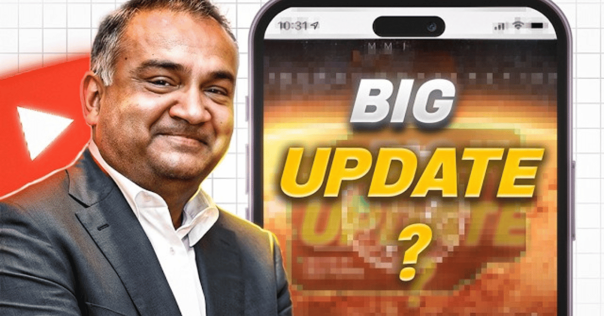YouTube Translation: Graphic shows YouTube CEO beside a phone with text that reads "BIG UPDATE?"
