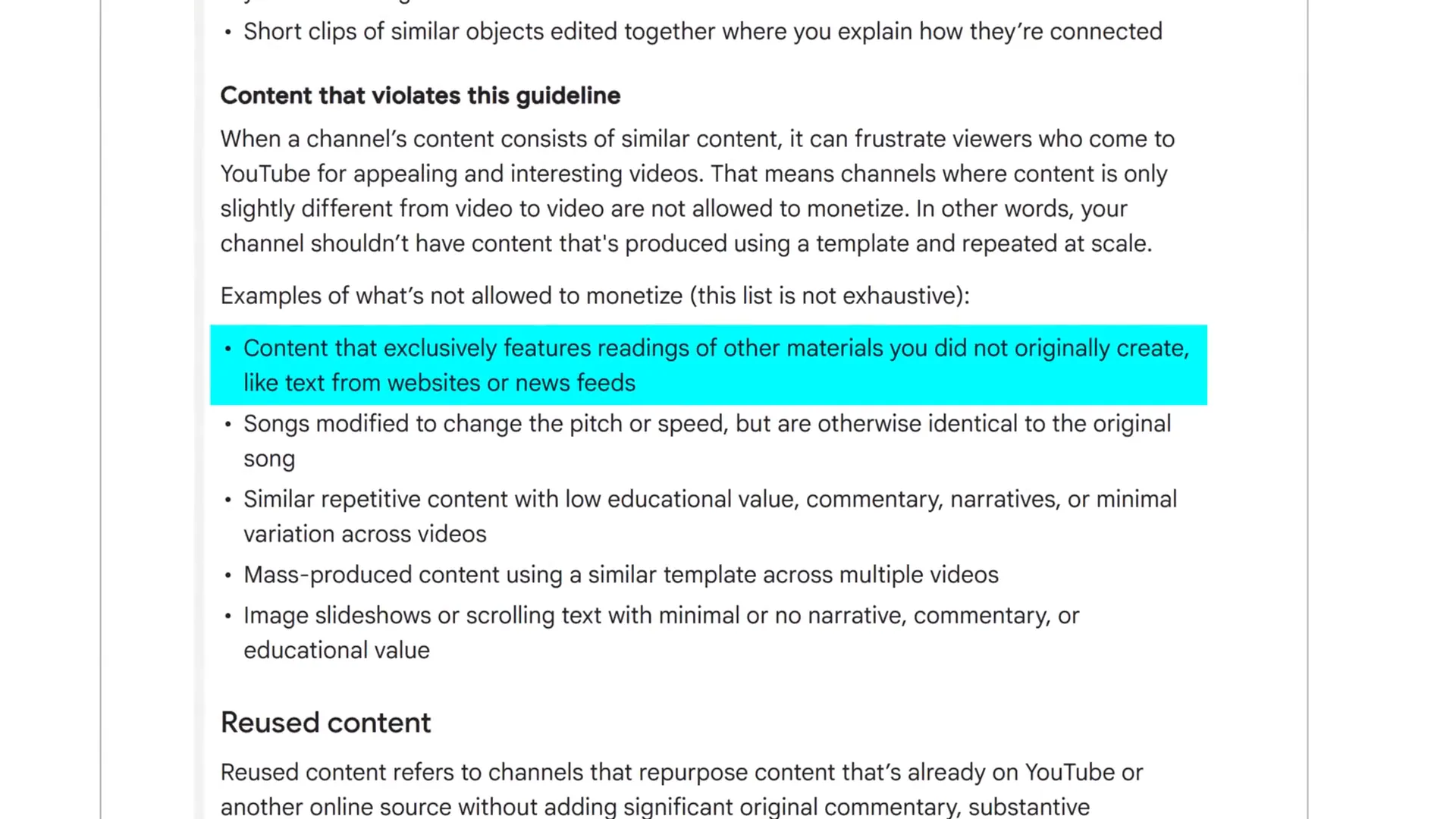 List of examples from YouTube’s inauthentic content policy