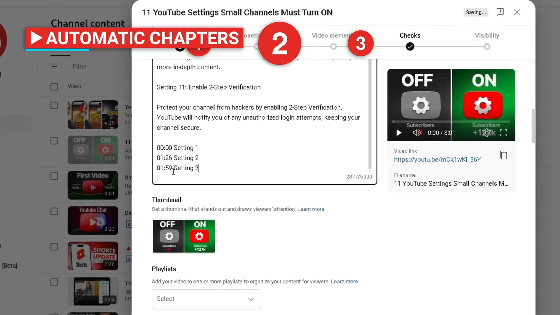 Manually adding chapters to YouTube videos
