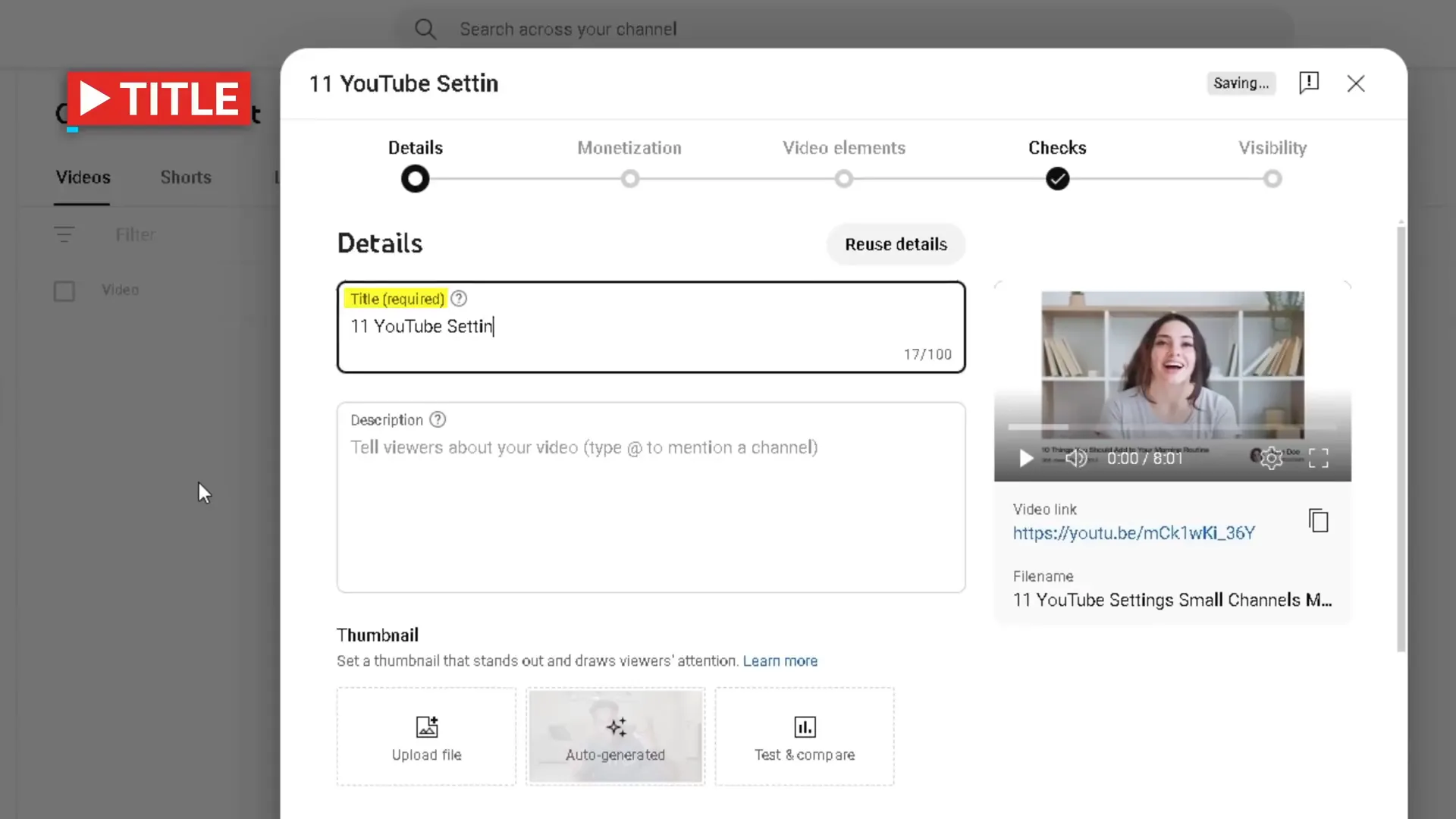Example of a compelling YouTube video title