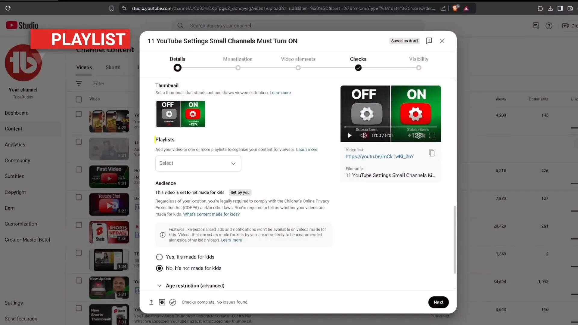 Adding a YouTube video to a playlist