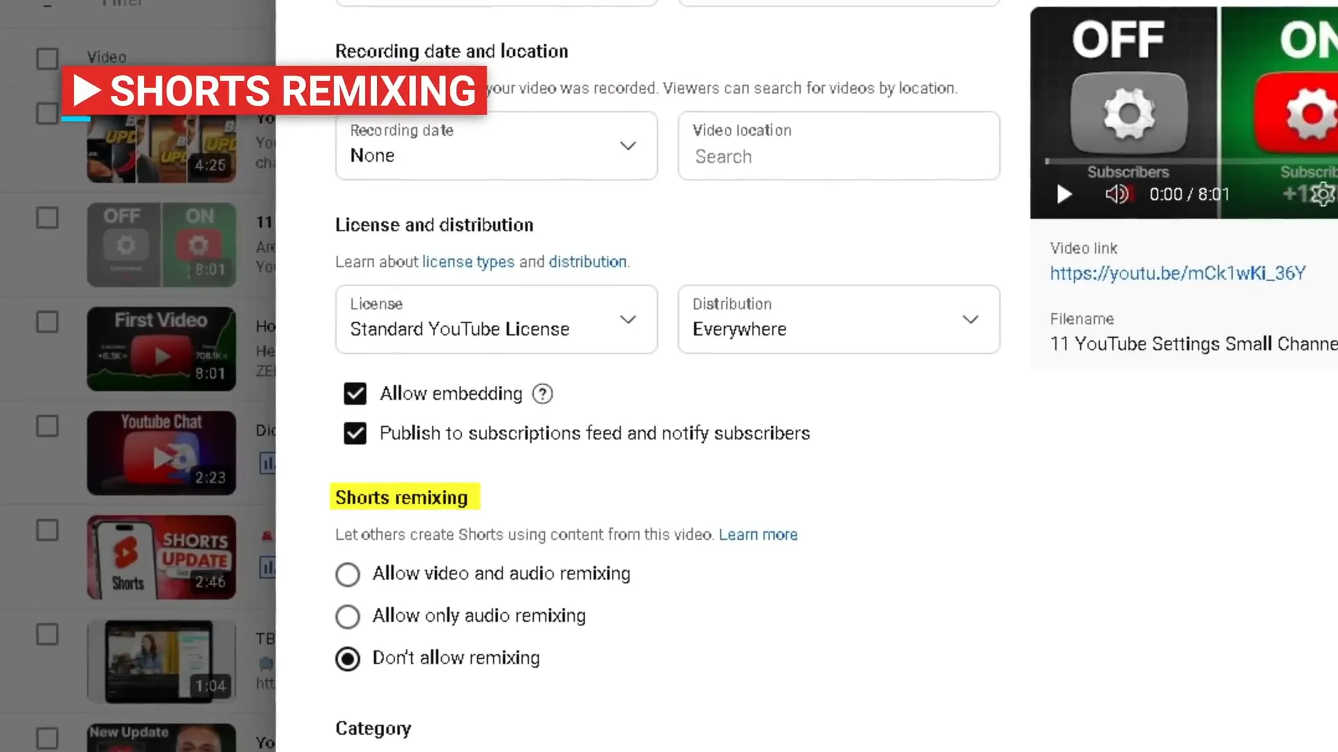 Allowing Shorts remixing on YouTube