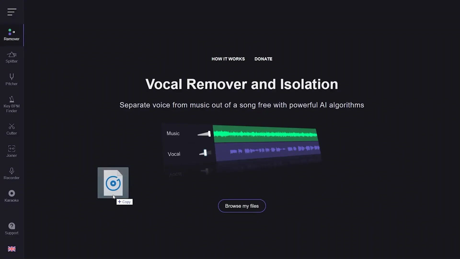 Using VocalRemover.com to edit audio