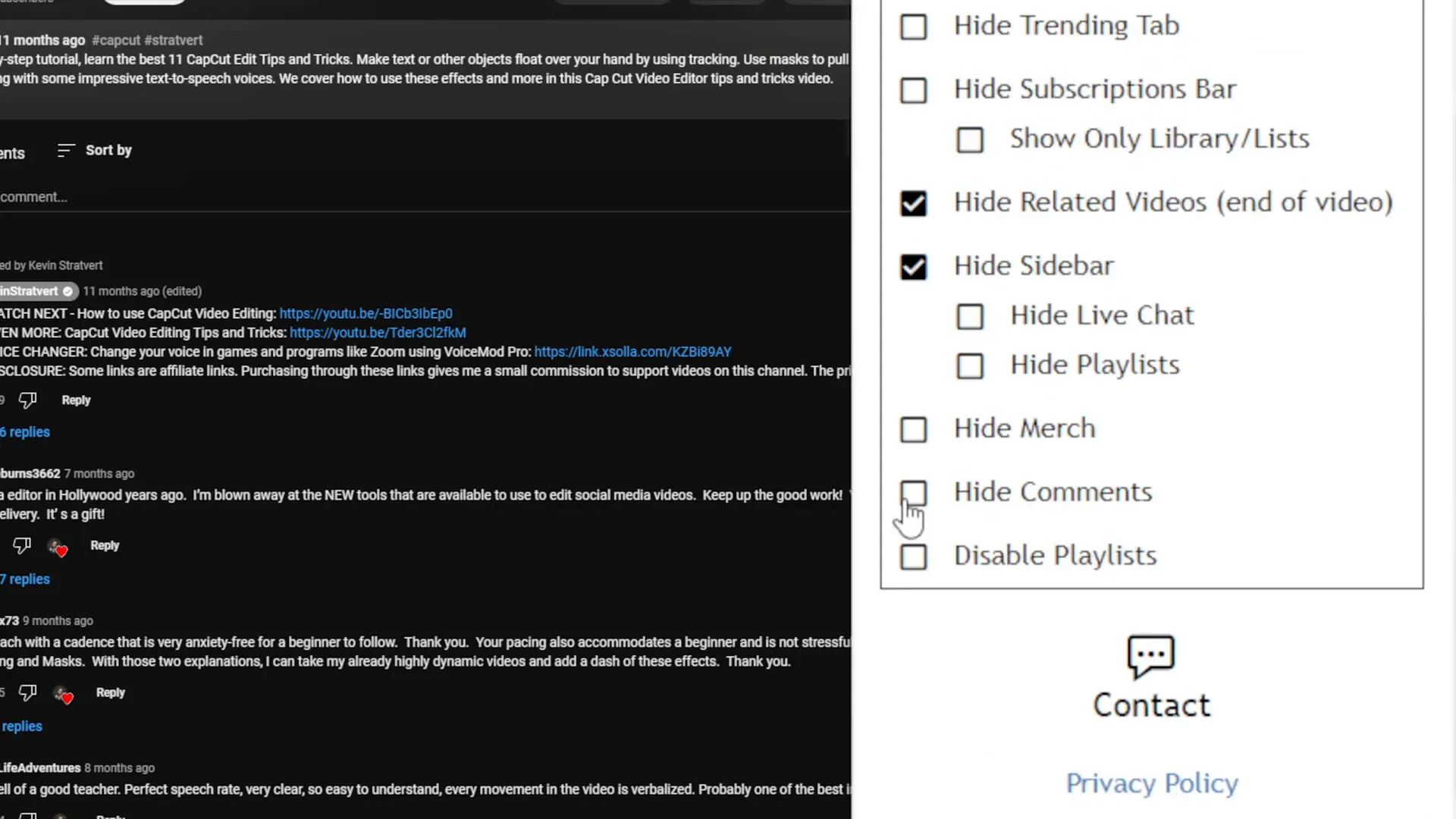 Using browser extensions to enhance YouTube